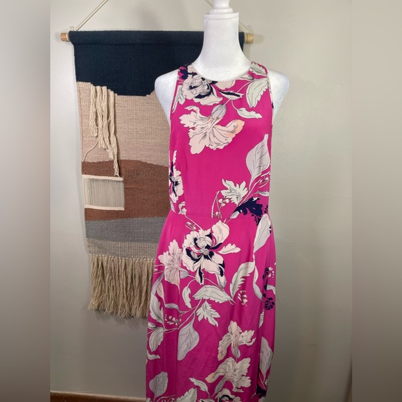 Yumi Kim Pink Chelsea Floral Side Slit 100% Silk Maxi Size L Retail $248 - Picture 3 of 9